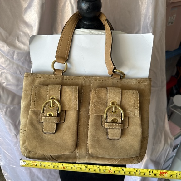 Coach Handbags - Coach Tan Suede Handbag + Coach leather wallet